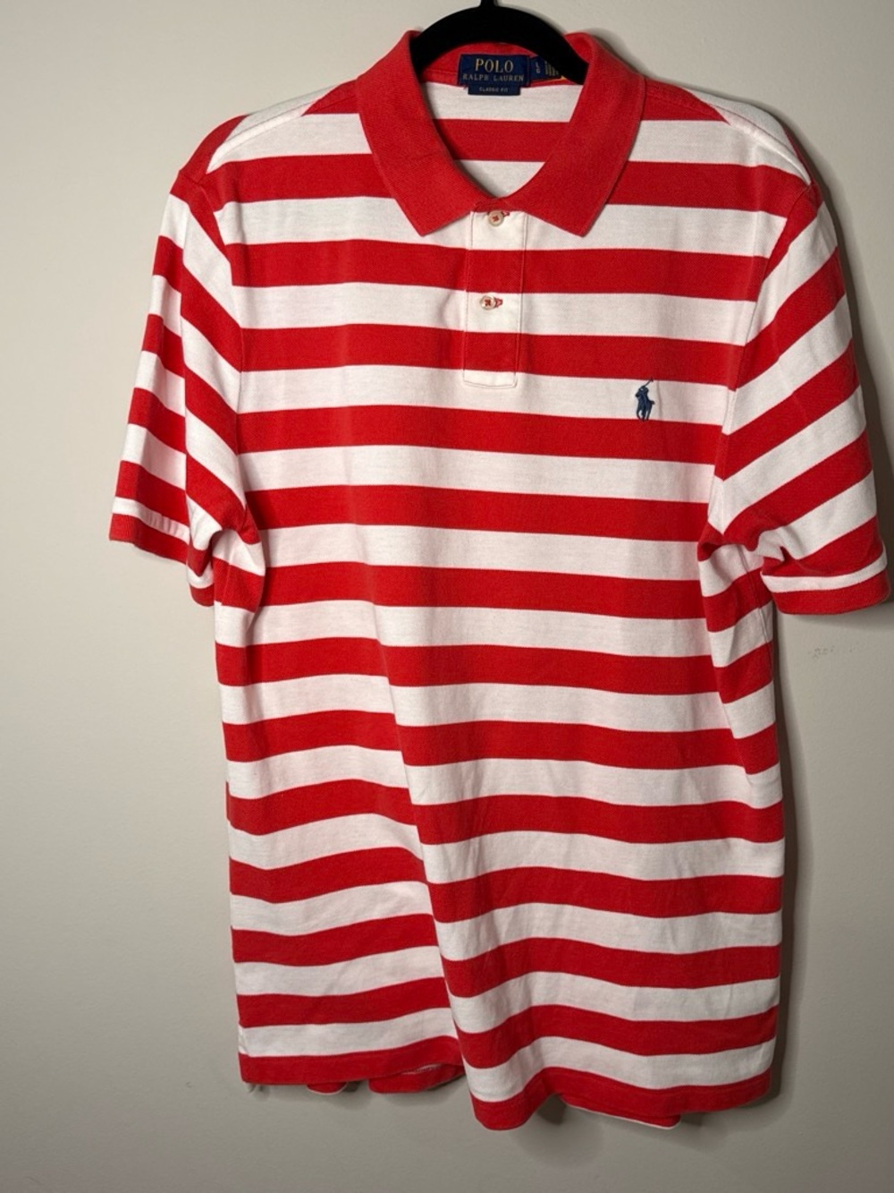 Ralph Lauren Polo Short-Sleeve Striped Polo in Red & White